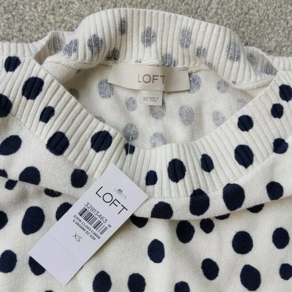 New LOFT XS Polka Dot Cotton Sweater NWT - Picture 3 of 4